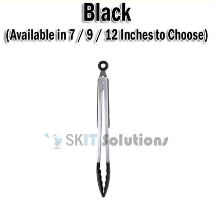 7/9/12 Inch Silicone Stainless Steel Food Tong Non Slip Heat Resistant BBQ Grill Salad Kitchen Tongs