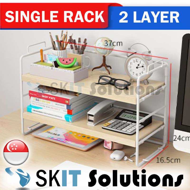 1/2/3 Tiers Desktop Shelf Organizer Adjustable Wood Display Desk Book Countertop Storage Rack Table Shelves Stand