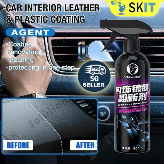 Car Plastic Restorer Leather Repair Spray Dashboard Trim Vinyl Rubber Cleaner Polish Shine Protect