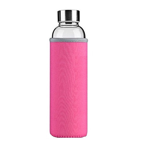 380ml BPA Free Glass Water Bottle with Tea Filter Infuser & Protective Sleeve Bag