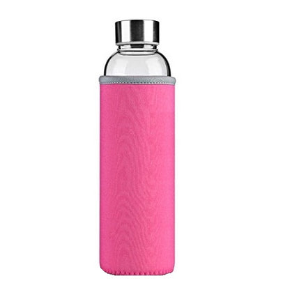 380ml BPA Free Glass Water Bottle with Tea Filter Infuser & Protective Sleeve Bag
