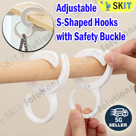 1pc Adjustable S-Shaped Hook Safety Buckle Closet Rod Clothes Bag Foldable Travel S Hanger Baby Pram
