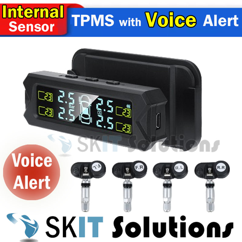 Solar Car TPMS Tire Pressure Monitoring System+Stand Tyre External/Internal Sensor Voice/Beep Alert