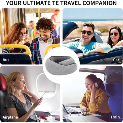 Travel Neck Pillow U-Shaped Cushion Portable Undeformable Snail Pillow with Storage Bag Airplane