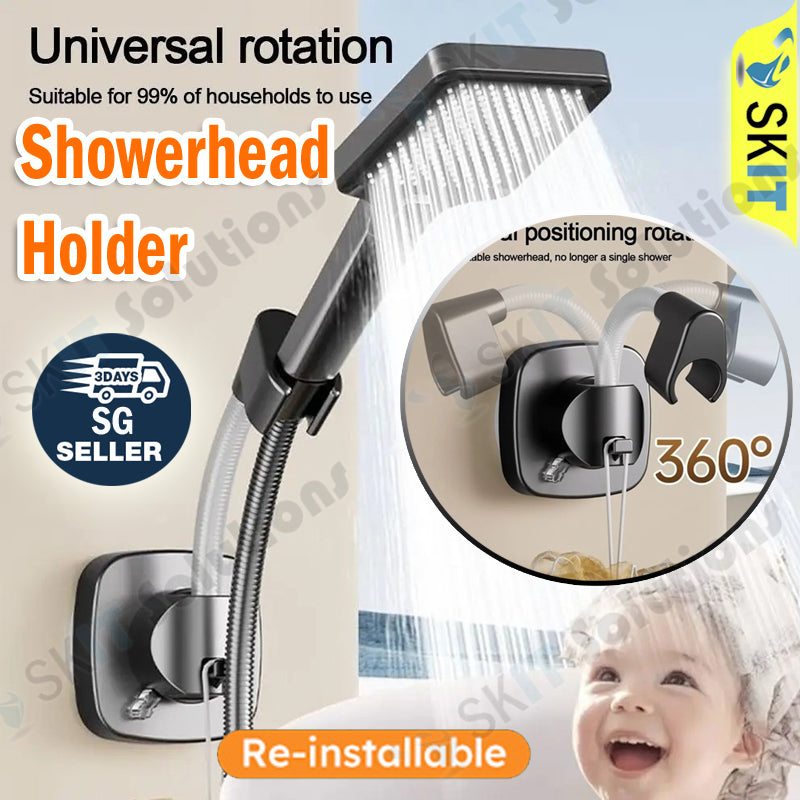 Adjustable Shower Head Suction Cup Holder Showerhead Bracket No Drill FREE Wall Mount Bathroom Bidet