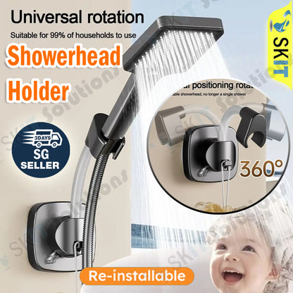 Adjustable Shower Head Suction Cup Holder Showerhead Bracket No Drill FREE Wall Mount Bathroom Bidet