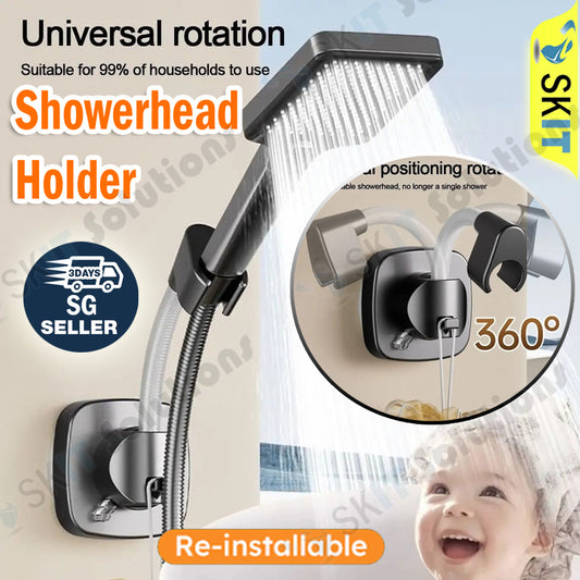 Adjustable Shower Head Suction Cup Holder Showerhead Bracket No Drill FREE Wall Mount Bathroom Bidet