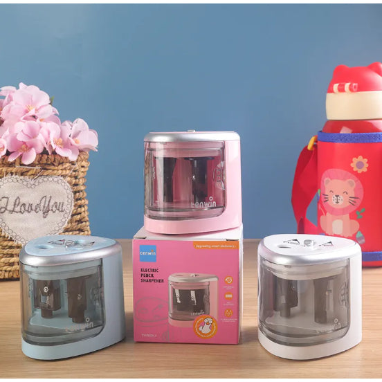 Automatic Electric Pencil Sharpener Dual Hole Battery Operated Sharpener for Kids Students School Office