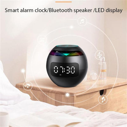 Mini Ball Wireless LED Display Alarm Clock Bluetooth 5.0 Speaker TF Card FM Radio Music Player Mic