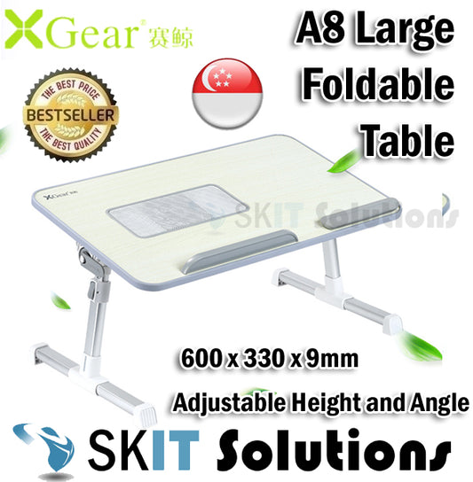 XGear A8 Large A8L (600 x 330 x 9mm) Foldable Portable Laptop Table with USB Cooling Fan, Adjustable Height and Angle
