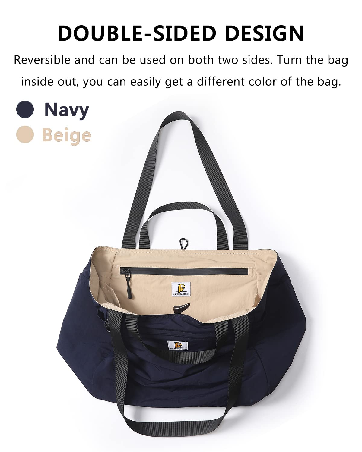 Foldable Reversible Tote Duffle Weekender Travel Business Trip Cabin Buggy Bag Shoulder Yoga Sports Gym Luggage Backpack