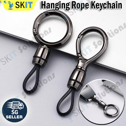 Car Hanging Rope Keychain Metal Key Holder Rotatable Key Ring Silicone Loop for Car Motorcycle Keys
