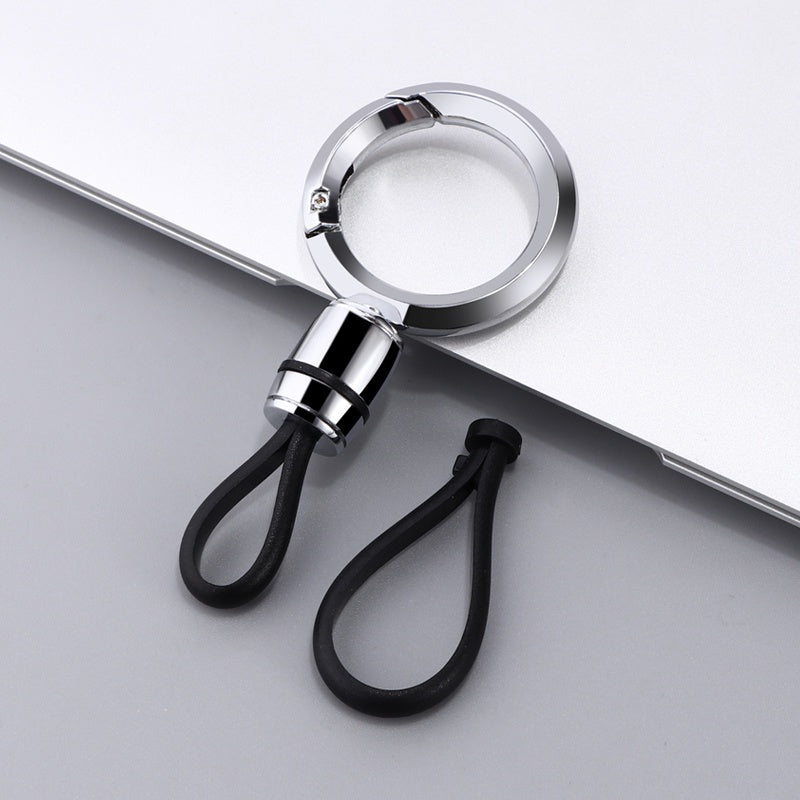 Car Hanging Rope Keychain Metal Key Holder Rotatable Key Ring Silicone Loop for Car Motorcycle Keys