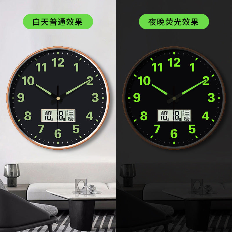 8/12 Inch Luminous Minimalist Designer Wooden Quartz Wall Clock Dark Glowing Silent Non-Ticking Home