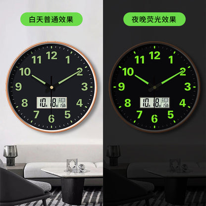 8/12 Inch Luminous Minimalist Designer Wooden Quartz Wall Clock Dark Glowing Silent Non-Ticking Home