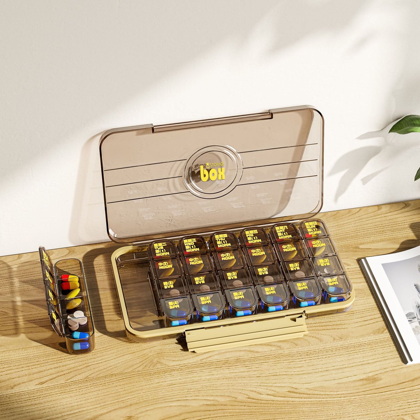 7/21/28 Grids Weekly Pill Organizer Portable Travel Box Medicine Case Large Capacity Daily Reminder
