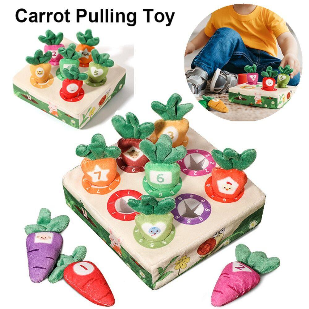 Baby Plush Cotton Montessori Pulling Toys Educational Radish Carrot Pull Toy Number Color Cognition Developing Game Kids