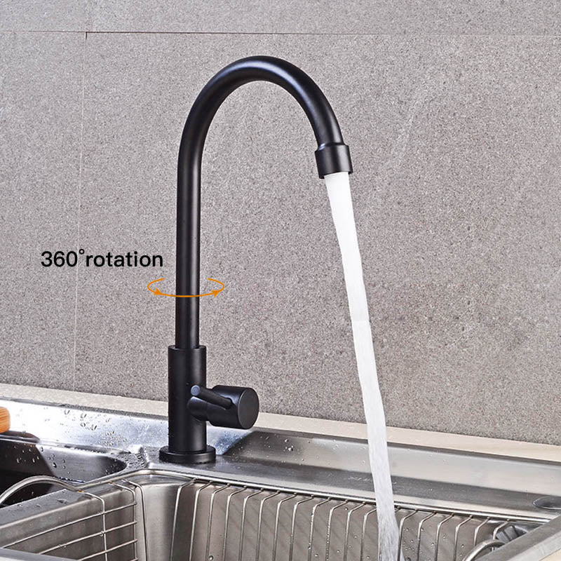 Kitchen 304 Stainless Steel Faucet Basin Tap Premium Quality Bathroom Single Lever Cold Water 360 Degree Rotatable