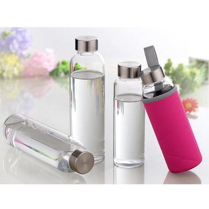 Glass Water Bottle with Protective Sleeve – 550ml