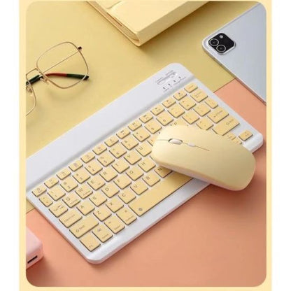 10 Inch Wireless Bluetooth Keyboard + Wi-Fi Mouse Set Rechargeable Tablet Smartphone Laptop Windows
