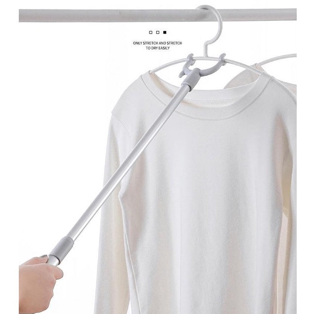 77-130cm Upgraded Extendable Aluminium Laundry Hanger Stick Telescopic Clothes Drying Rod Garment