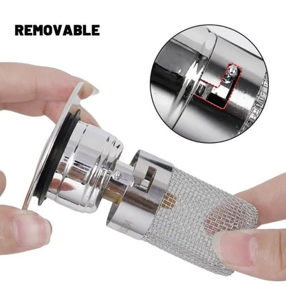 Stainless Steel Washbasin Plug Drain Filter Strainer Anti Odor Pop Up Core Stopper Hair Catcher Sink