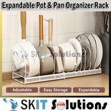 Adjustable Pot and Pan Organizer Expandable Rack Lid Holder Organiser Retractable Storage for Kitchen Cabinet Cookware