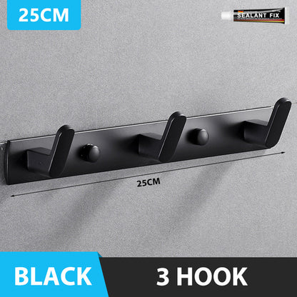 3/5/7 Hooks Aluminum Wall Hook Hanger Heavy Duty No Drill Nail Free Clothes Towel Bathroom Kitchen