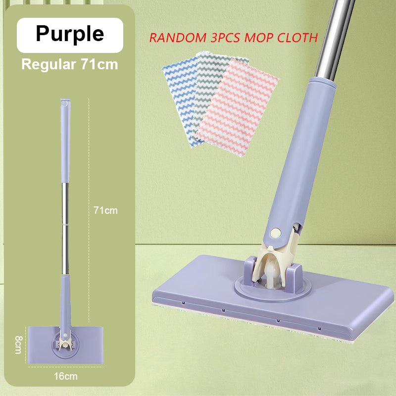 Automatic Cloth Changing Mini Mop Hands-Free With Face Towels Hand-Free Wash Rotating Mop Push-Pull