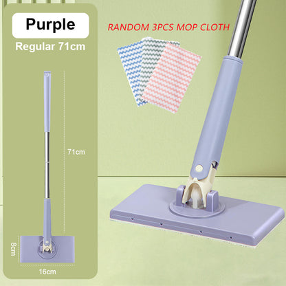 Automatic Cloth Changing Mini Mop Hands-Free With Face Towels Hand-Free Wash Rotating Mop Push-Pull