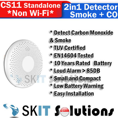 2in1 Combination Smoke Carbon Monoxide CO Detector 10yr Battery Home Wireless Smart WiFi Fire Alarm