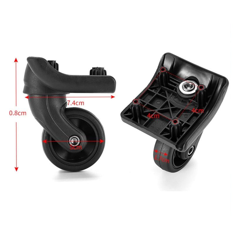 4PCS Set Universal Travel Suitcase Replacement Wheels 360° Swivel Dual Roller Silent Luggage Parts