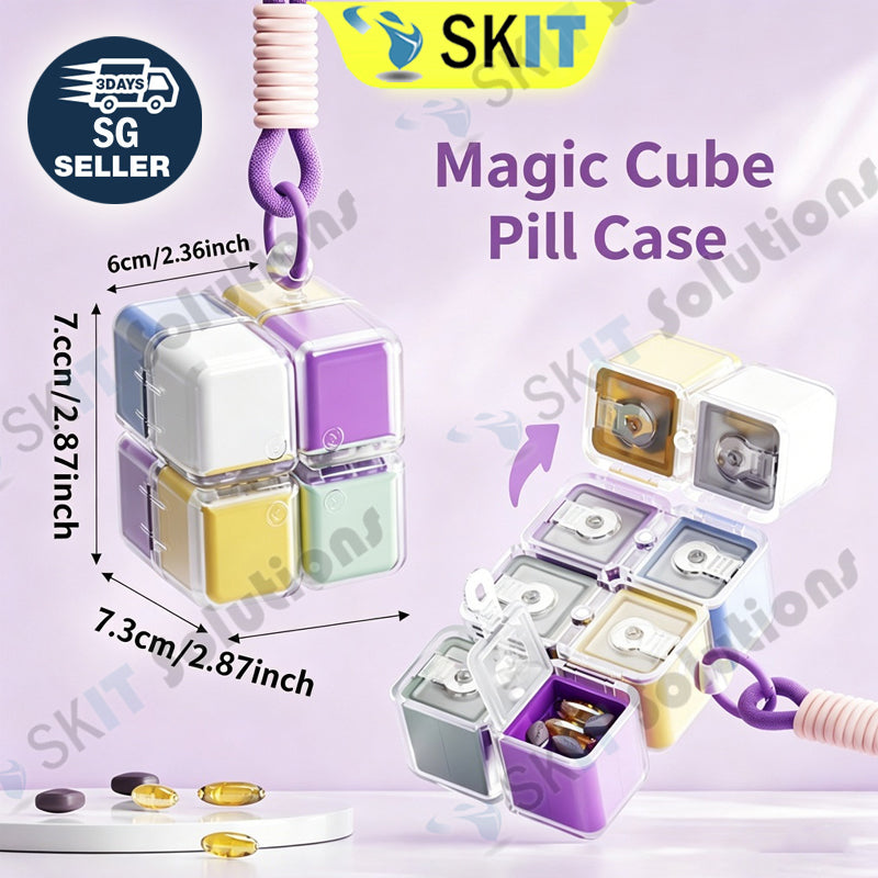 Portable Magnetic 8 Compartment Pill Organizer Case Waterproof Medicine Storage Box with Lanyard