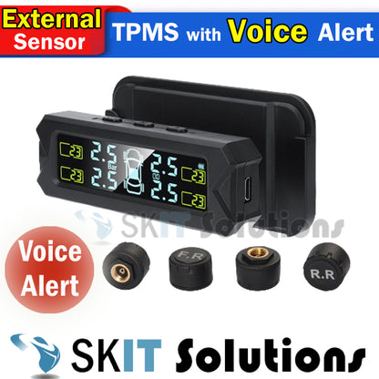 Solar Car TPMS Tire Pressure Monitoring System+Stand Tyre External/Internal Sensor Voice/Beep Alert