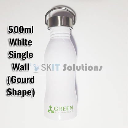 500ml 750ml Stainless Steel Sports Single Walled Water Bottle Metal Flask Screw Cap BPA Free Uninsulated Indoor Outdoor