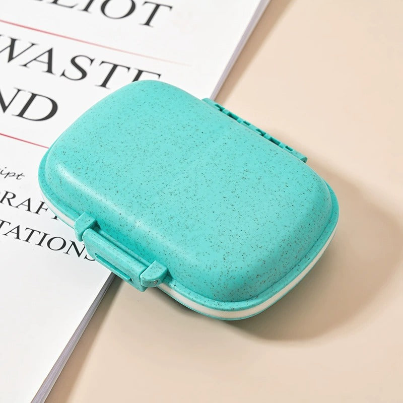 8 Grids Sealed Pill Organizer Daily Portable Medicine Storage Box Wheat Container Travel Tablet Case