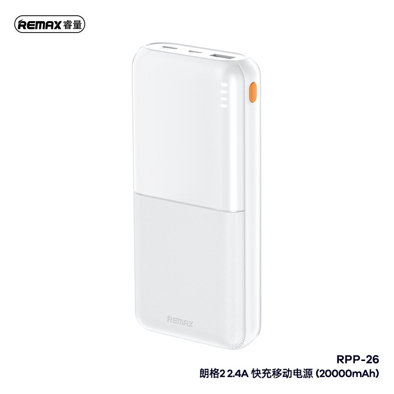 Remax RPP-26 Lango II 20000mAh 3C CCC Certified Power Bank PowerBank Portable Battery Charger Type-C