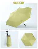 Mini Pocket Folding Tiny Umbrella Light Weight 5 Fold 6 Ribs Anti UV Coating Protection UPF50+ Windproof WaterProof