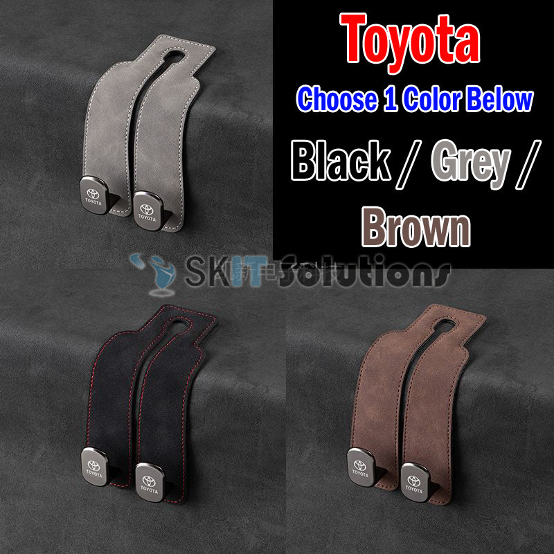 Suede Leather Metal Double Hook Bag Holder Hanger for Car Back Seat Headrest Interior Accessories