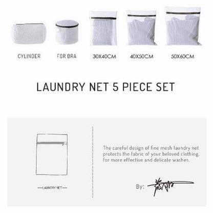 【SKIT SG】5 Piece Full Set 5 Sizes Laundry Mesh Bag 5pc Laundry Net Bag Washing Machine Laundry Basket Garment