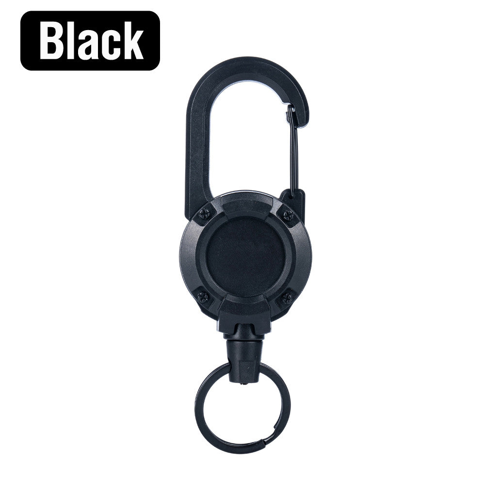 Heavy Duty Retractable Buckle Keychain Reel Rope Steel Wire Cable Key Holder Carabiner Badge Outdoor