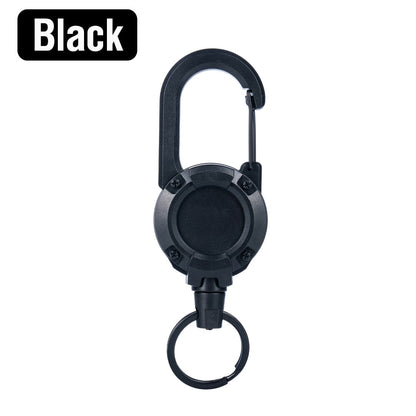 Heavy Duty Retractable Buckle Keychain Reel Rope Steel Wire Cable Key Holder Carabiner Badge Outdoor