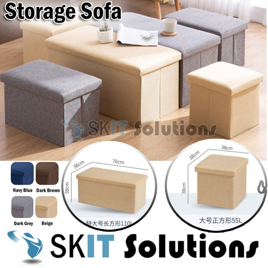 Ottoman Fabric / Leather Storage Box Foldable Sofa Seat Stool Organizer Bench Home Living Space Saving Organiser