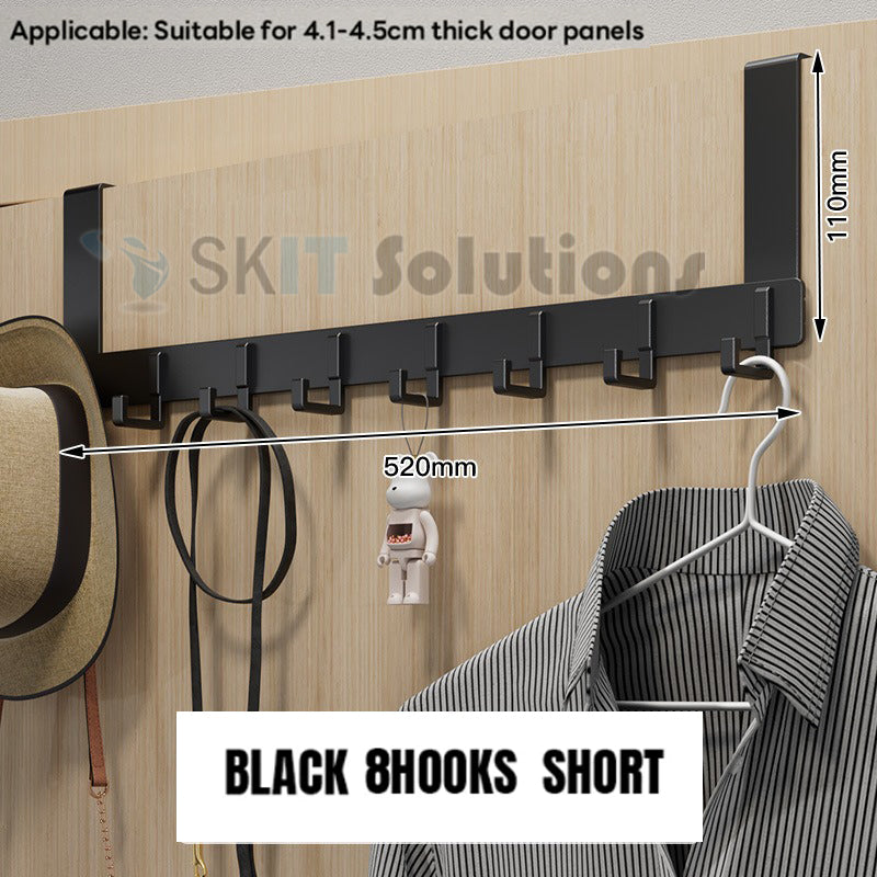 6 / 8 Hooks Over Door Hook Hanger No Drill Towel Coat Clothes Rack Storage Holder Door Behind Hanger