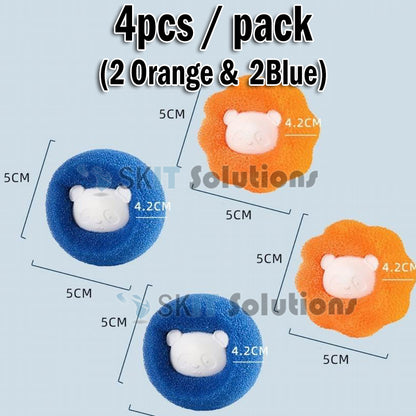 4pc/pack Magic Washing Machine Sponge Laundry Ball Hair Removal Decontamination Anti Tangle Reusable