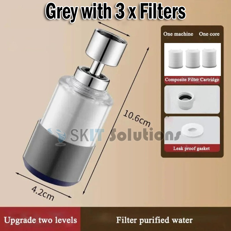 360° Swivel Tap Aerator Faucet Filter Dual Mode High Pressure Kitchen Water Purifier Anti-Splash Head