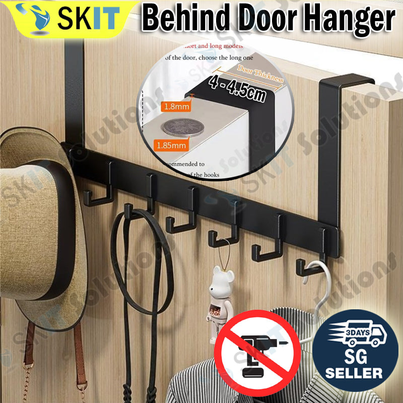 6 / 8 Hooks Over Door Hook Hanger No Drill Towel Coat Clothes Rack Storage Holder Door Behind Hanger