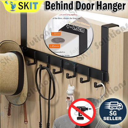 6 / 8 Hooks Over Door Hook Hanger No Drill Towel Coat Clothes Rack Storage Holder Door Behind Hanger