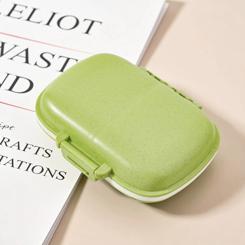 8 Grids Sealed Pill Organizer Daily Portable Medicine Storage Box Wheat Container Travel Tablet Case