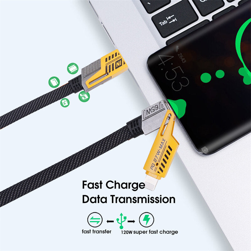 1M/1.5M/2M 4 In 1 65W 27W Super Fast Charging Mobile Phone Data Cable Type-C/USB To C/IOS Charger